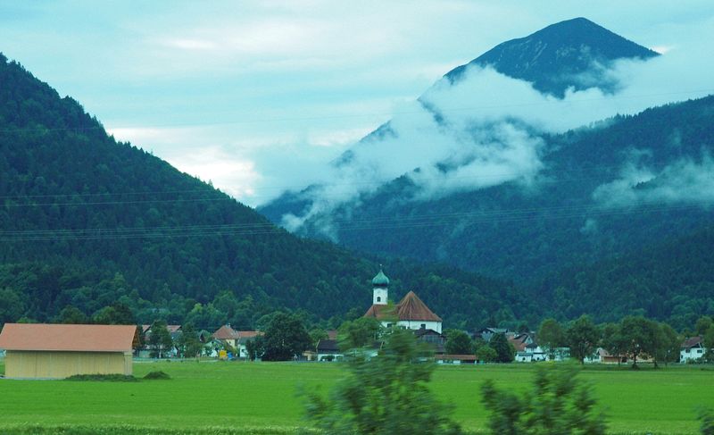 We pass a small village in the Alps