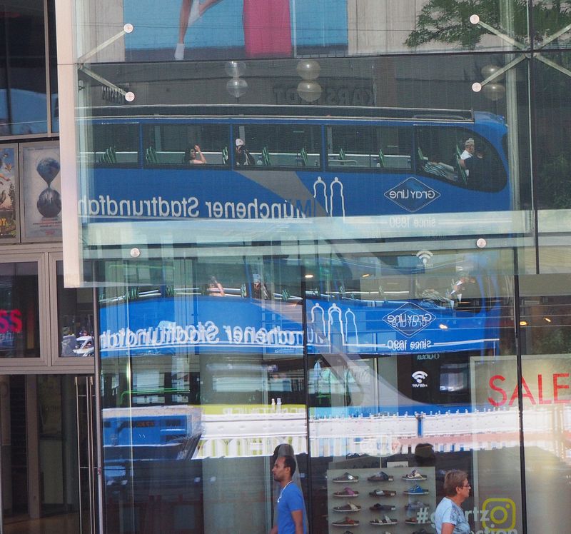 If you look closely at the buses reflection you can see Jessica and Pete