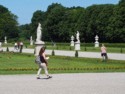 Jessica and June walk through the gardens in back of the Palace