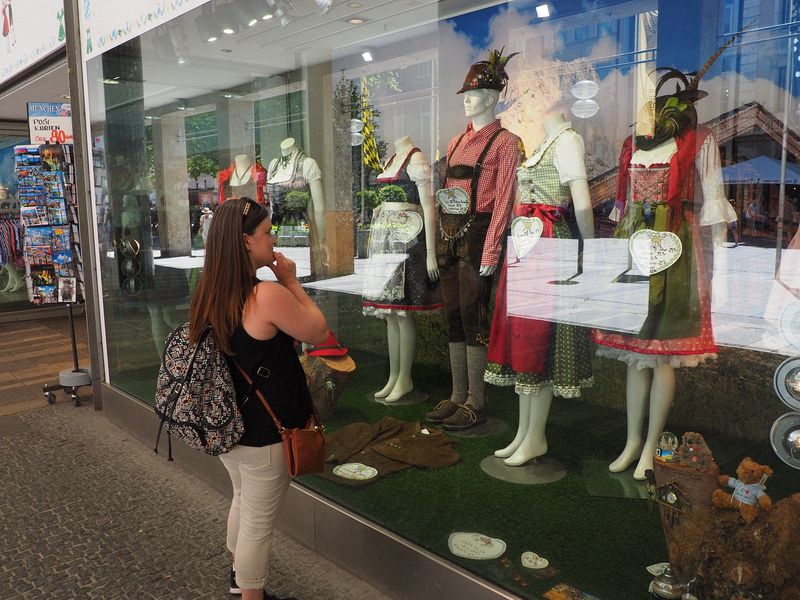 Jessica eyes the traditional German dirndl