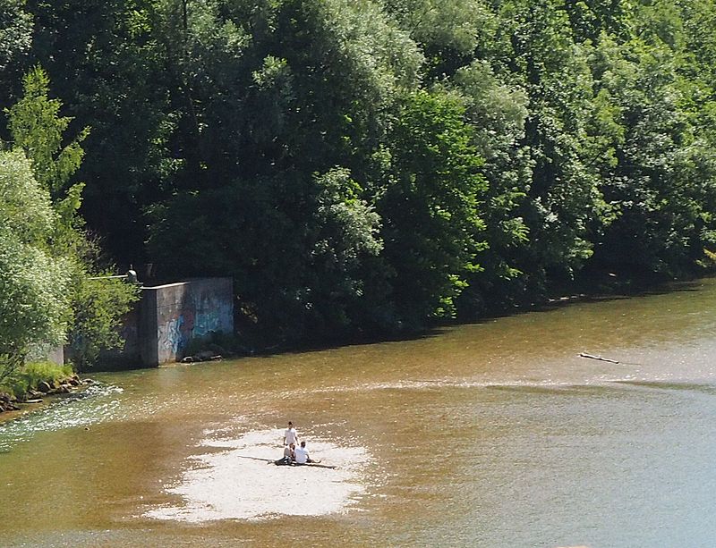 Sand bar beach in the river