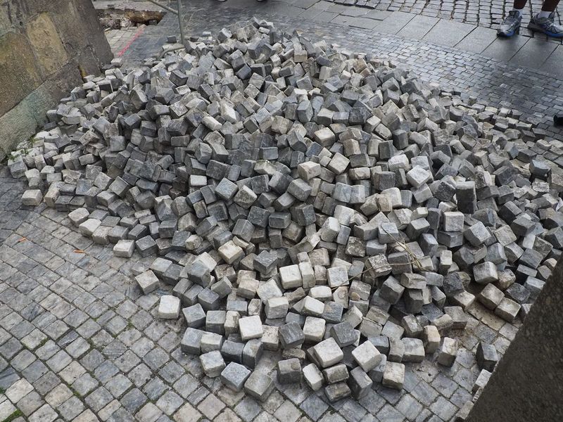 Marble cobble stones for sidewalk repairs