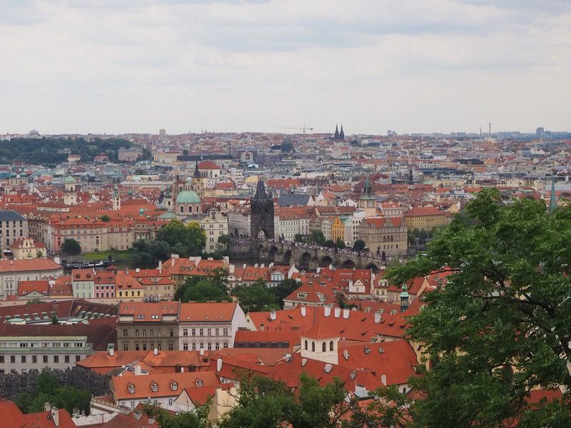 View of the Charles Bridge from the palace