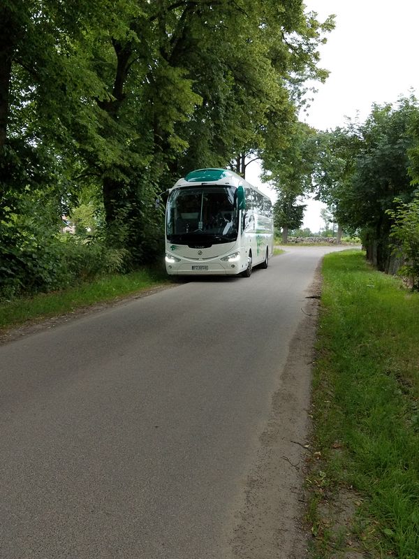 Our tour bus on the narrow road