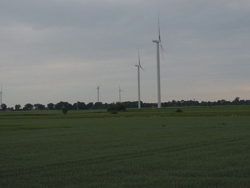 Power windmills outside the village