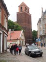 Walking to the entrance to the Church of the Holy Cross