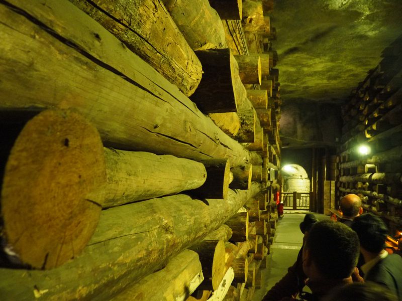 Timbered walls 64 meters underground