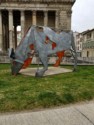 A modern art sculpture of a bull