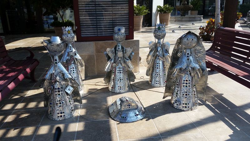 A metal nativity scene