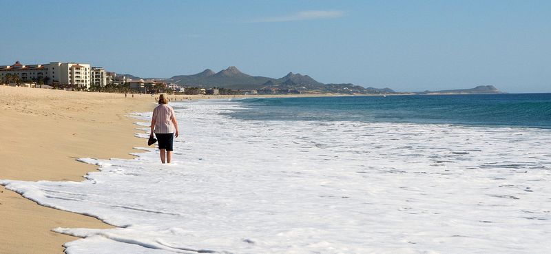 June walks along the surf line