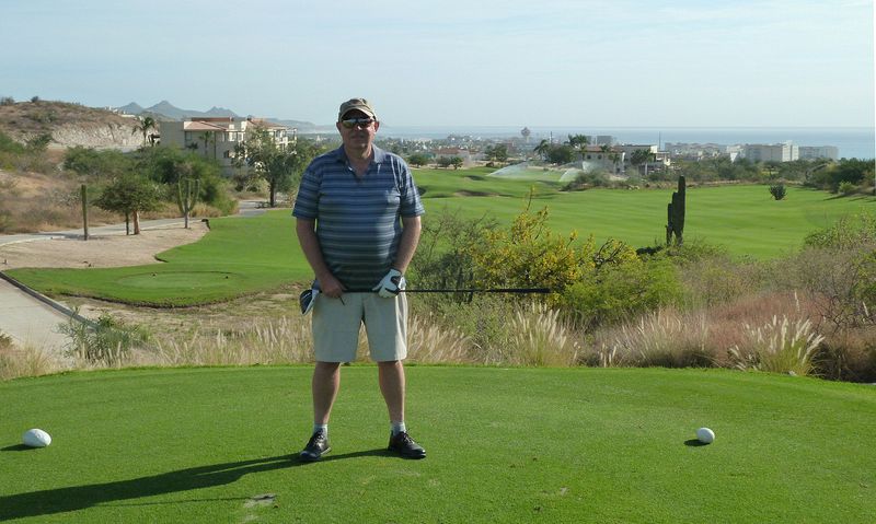 Pete gets ready to tee off