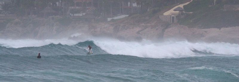 Surfers in the distance