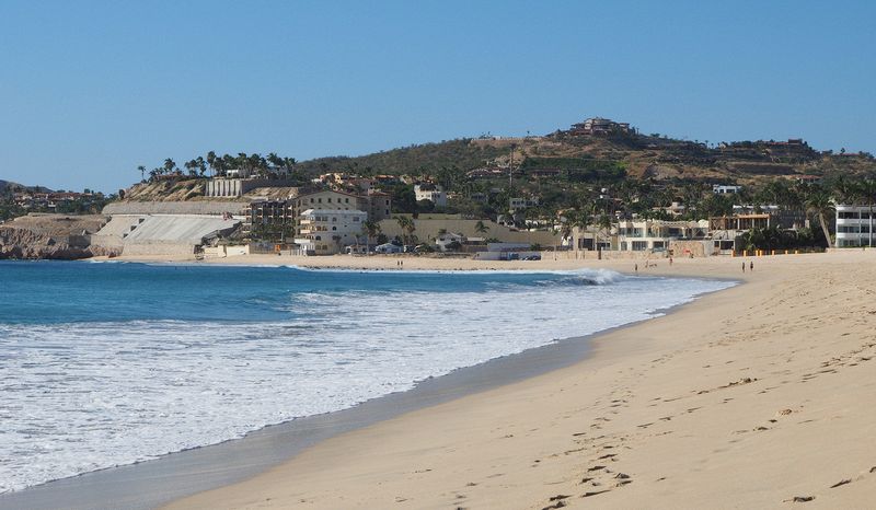 The beach looking to the west