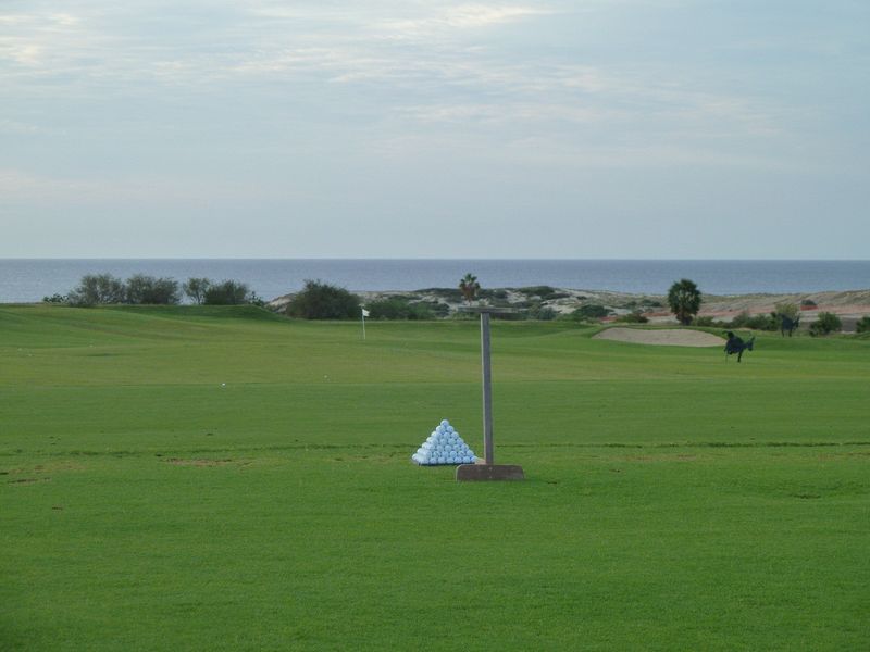 The driving range at the Puerto Los Cabos golf course