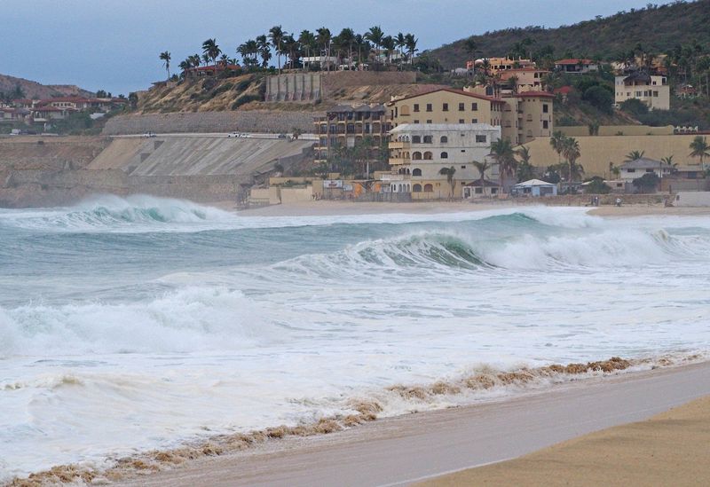 Tropical storm Sandra is kicking up the waves today