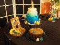 Wedding cake and groom's cake