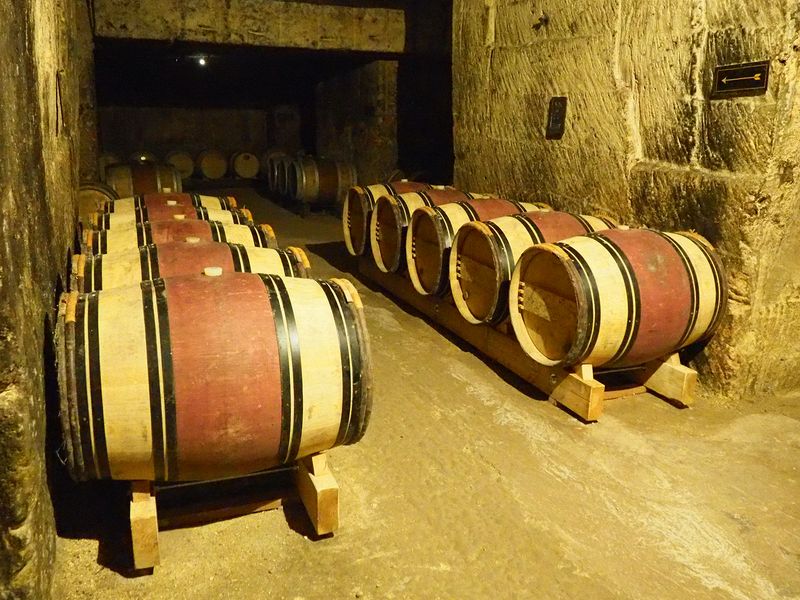 The caves have the perfect temperature for aging the wine in barrels