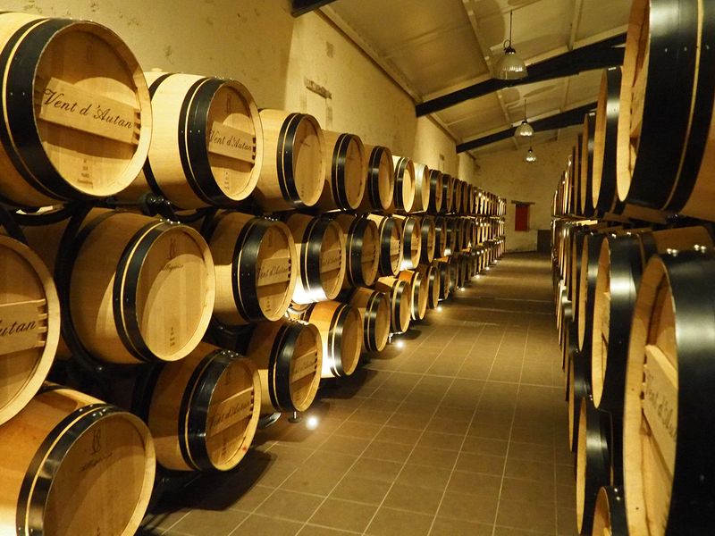 Wine aging in barrels