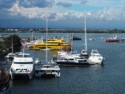 Boats docked near our ship in Bali