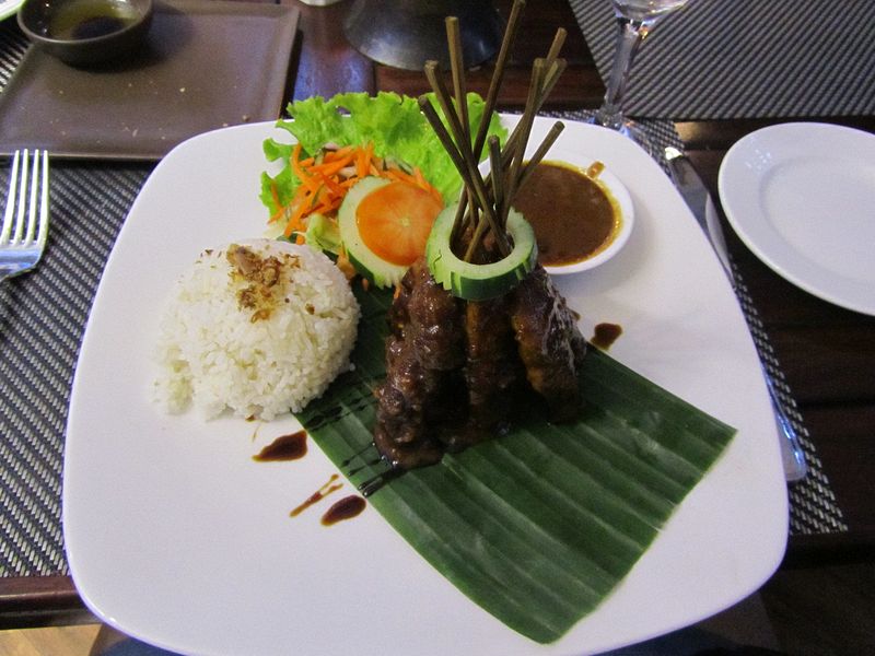 Chicken satay at the hotel's restaurant