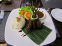 Chicken satay at the hotel's restaurant