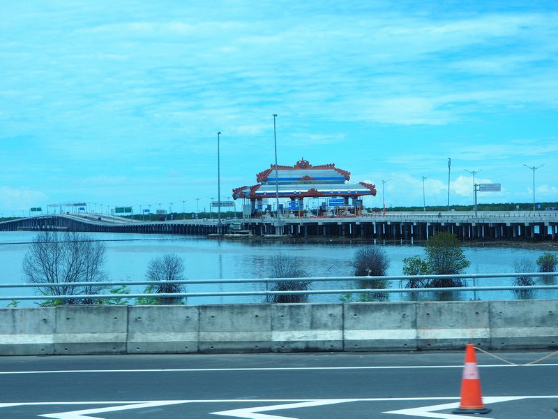 Fancy toll gate on the freeway