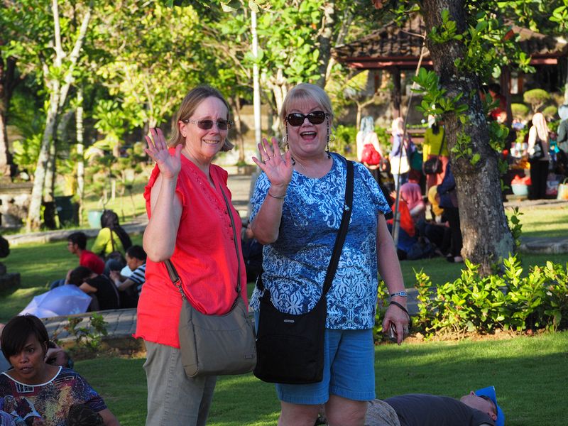 June and Linda wave hello