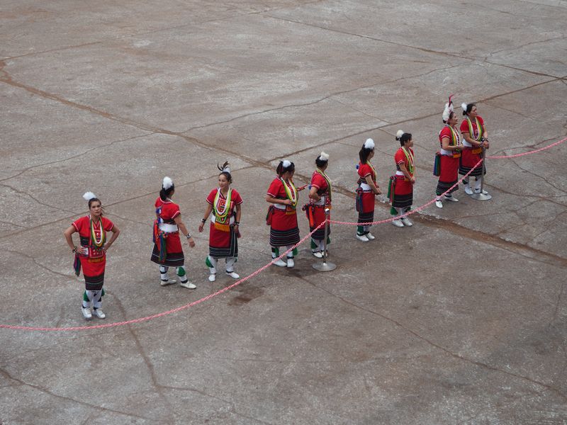 A local Taiwanese native dance troupe awaits our arrival