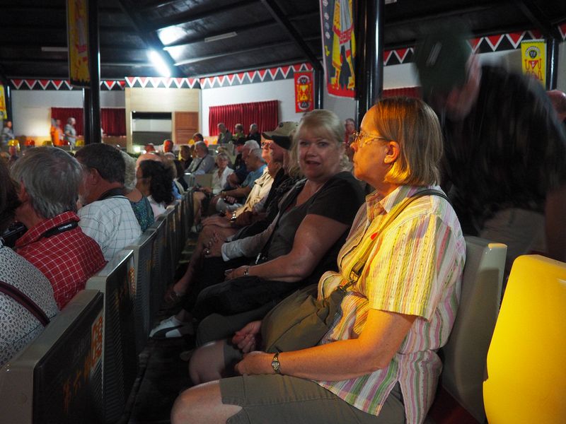 Linda and June watch a native dance show