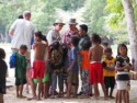 Kids surround some other tourists