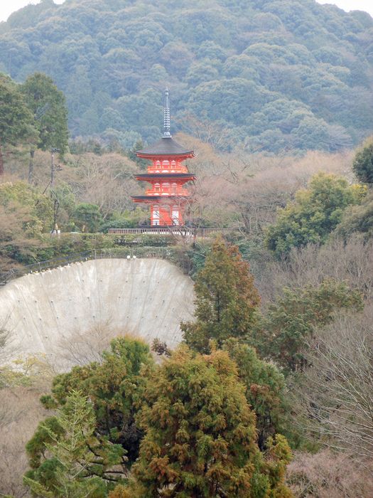 A pagoda in the distance