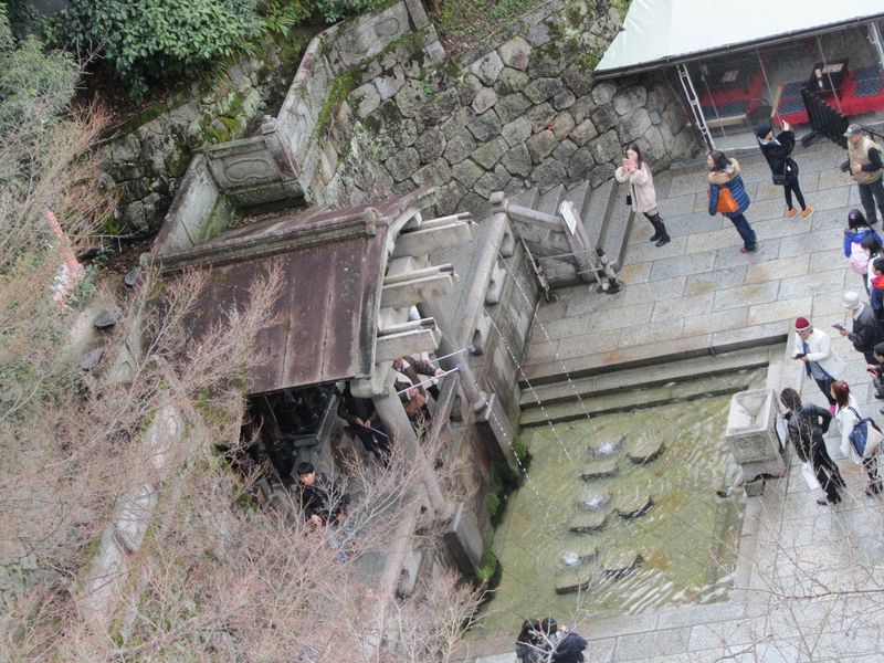 Looking down at the Otowa waterfall