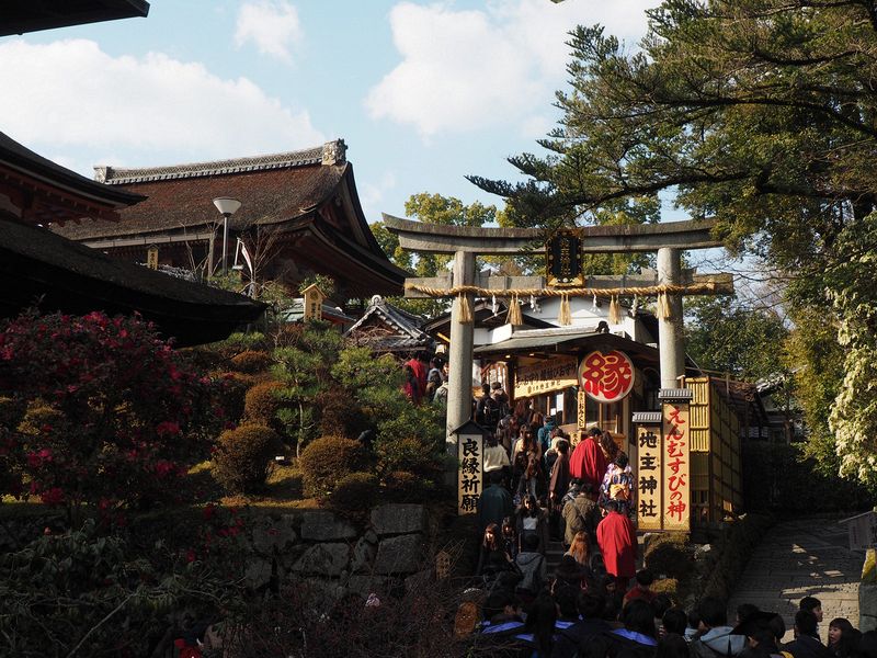 Entrance to a Shinto shrine that's on the grounds of this Buddhist temple