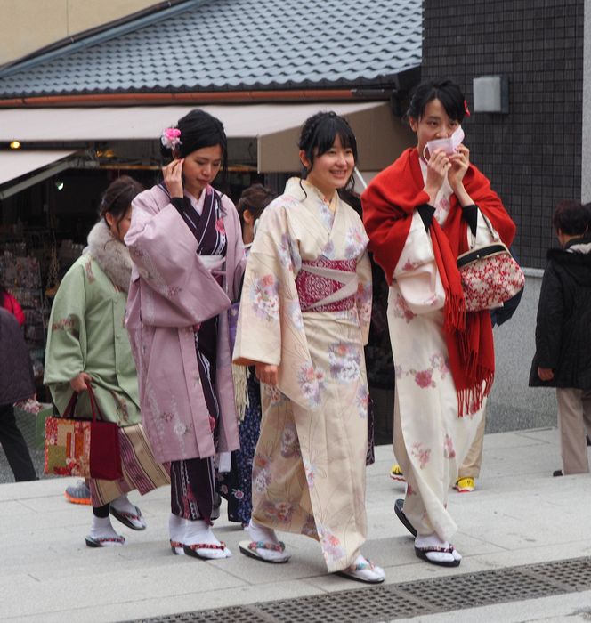 Girls wearing kimonos