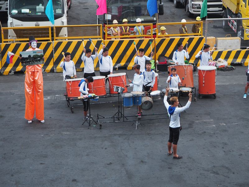 Drummers greet our ship