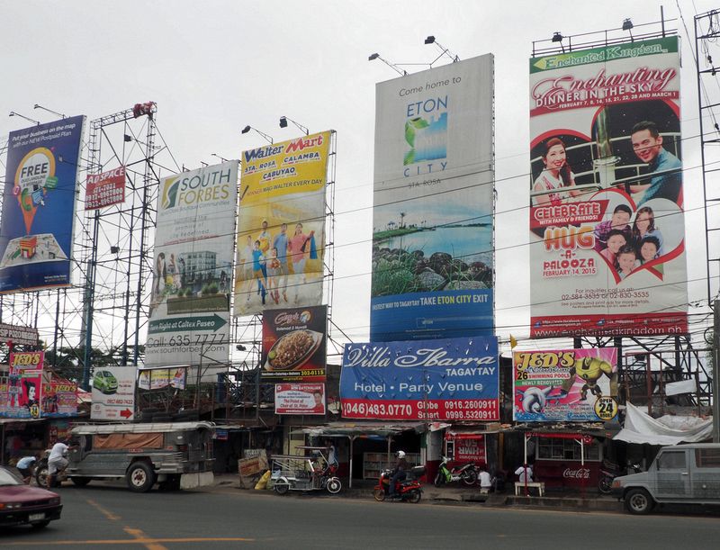 Typical billboards at an intersection