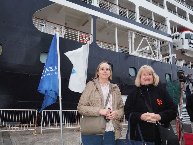 June and Linda disembark