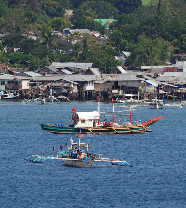 Fishing boats at a water village