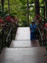 Linda on the wooden walkway