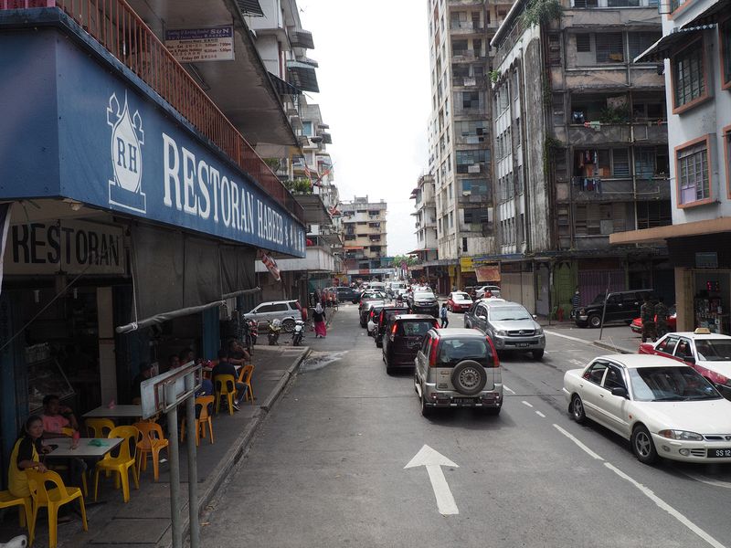 One of the streets in downtown Sandakan