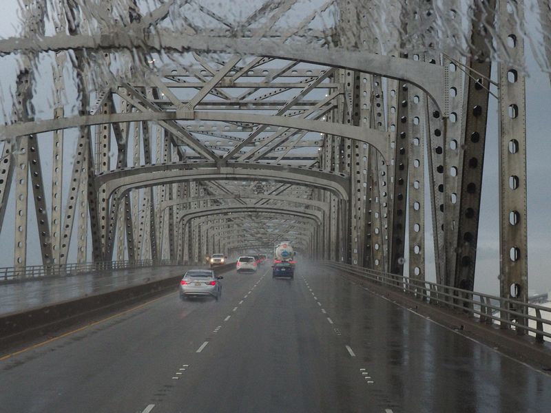 It's raining as we drive to Atchafalaya