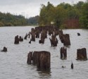 Remnants of a railroad bridge