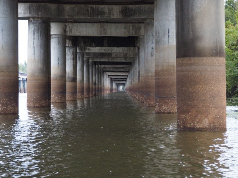 We go under the I-10 Atchafalaya Basin Bridge