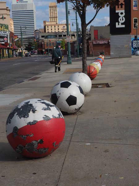 Painted concrete balls