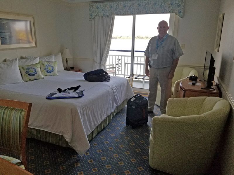 Pete in our cabin on the riverboat