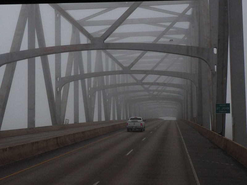 It's foggy this morning as we head towards Oak Alley Plantation