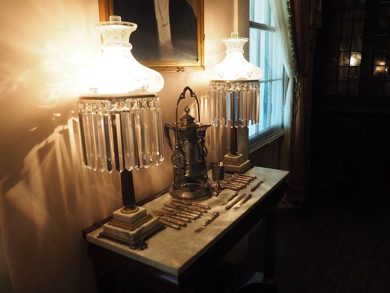 More crystal lamps and some original silverware