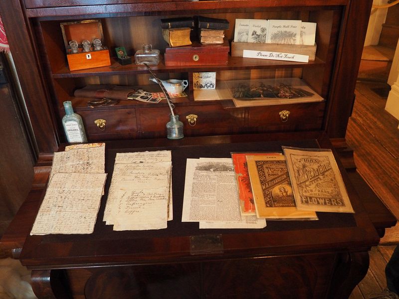 The wife's writing desk including catalogs for flowers and plants