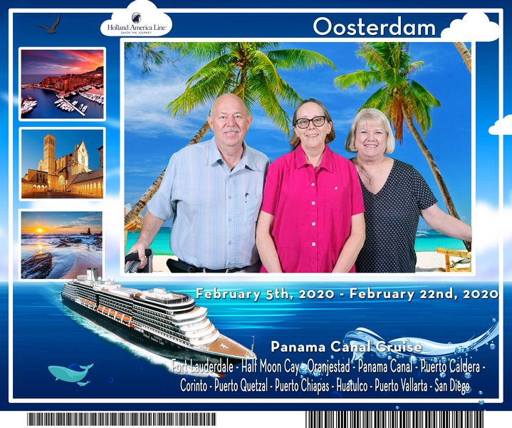 Pete, June, and Linda at start of cruise