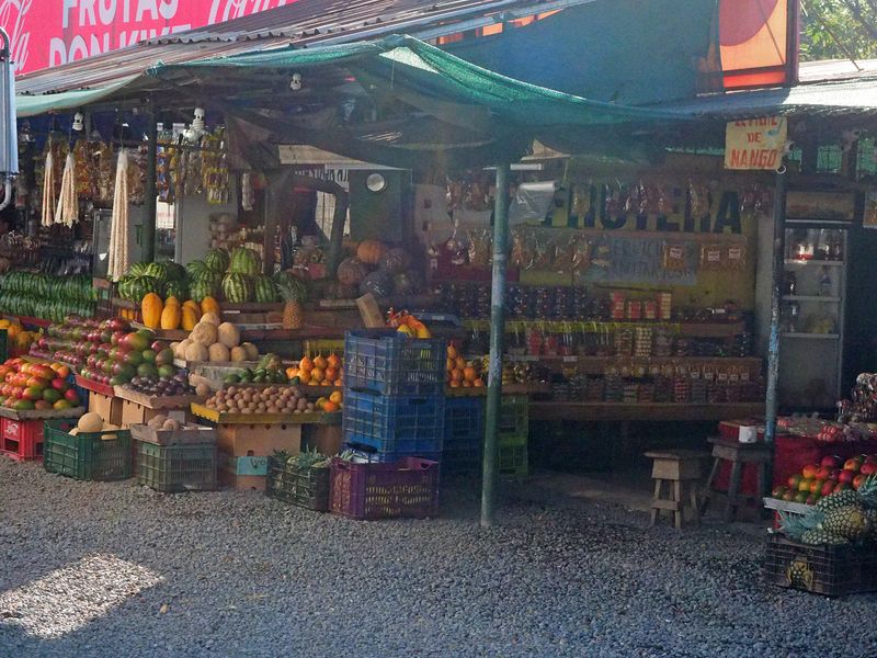 A roadside fruit market